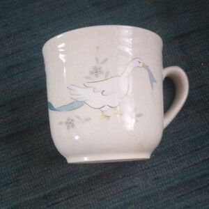 White Mug with Bird Design